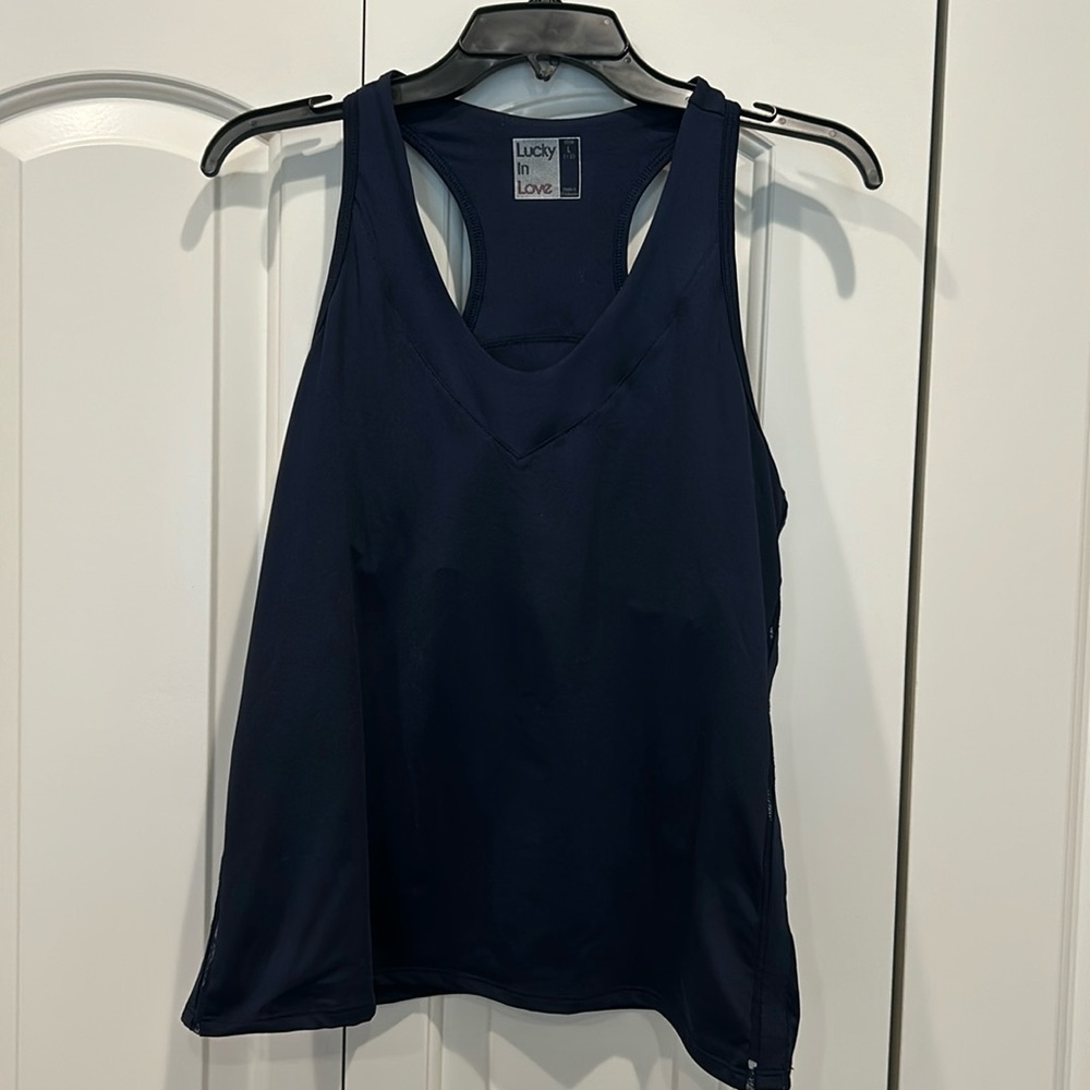 Lucky in Love Navy V-Neck Tank size L with built in bra